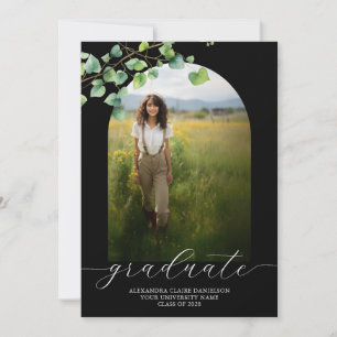 Faire-part de diplôme Boho Arch Ivy, Noir