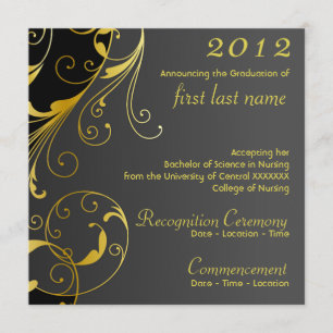 Faire-part de diplôme en noir avec prospérité