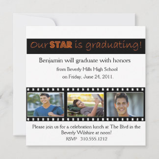 Faire-part de diplôme Hollywood Star Orange