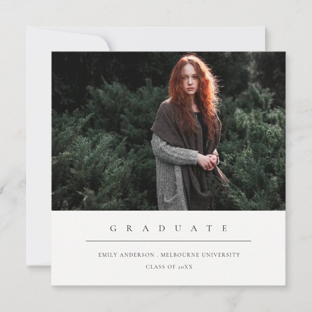 FAIRE-PART DE DIPLÔME PHOTO MINIMAL PROPRE CHIC (Devant)
