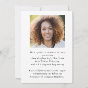 Faire-part de diplôme tendance fille élégante