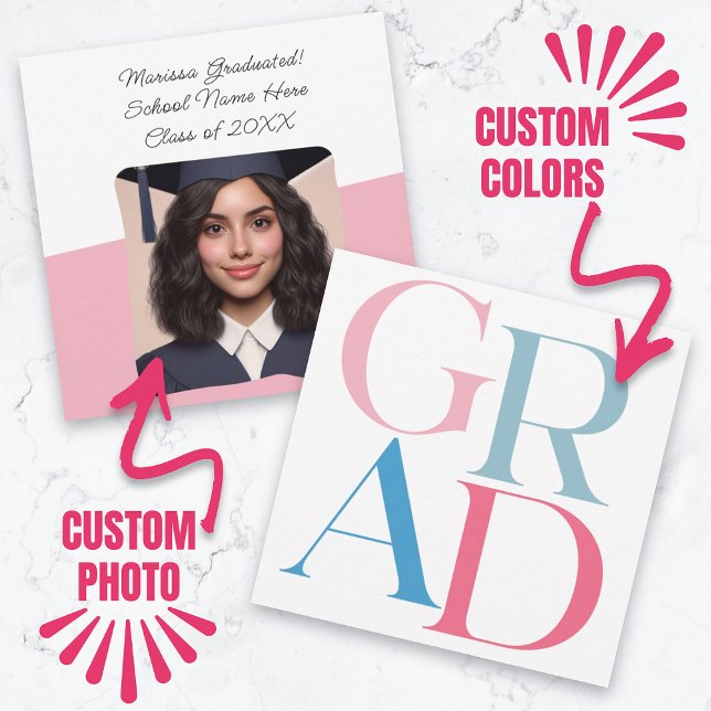 Faire-part de diplôme Typographie photo personnali (Graduation Announcement Custom Photo Typography)