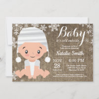 Faire-part de douche bébé d'hiver Burlap
