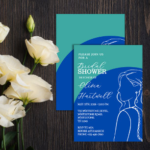 Faire-part de douche de mariage Cobalt & Sage