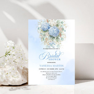 Faire-part de douche de mariée florale bleue bohèm