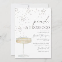 Faire-part de douche de mariée Perles et Prosecco