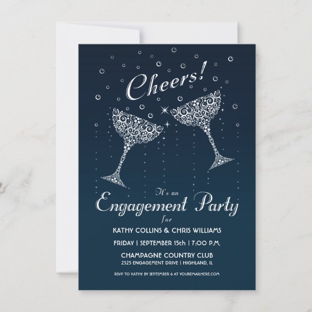 Faire-part de fête de fiançailles au Champagne (Devant)