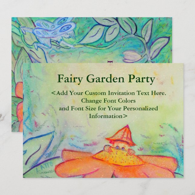 Faire-part de fête de jardin féerique sur mesure o (Devant / Derrière)