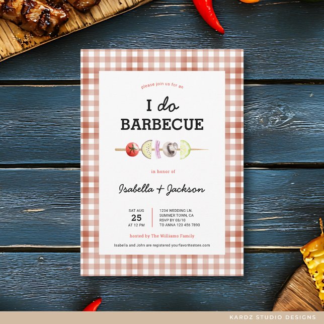 Faire-part de Fête de Mariage BBQ I DO (Personalize with your info, choose corner and paper style.)