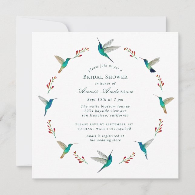 Faire-part de Fête des mariées de colibri (Devant)