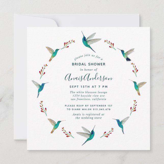 Faire-part de Fête des mariées de colibri (Devant)