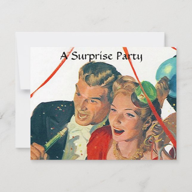 Faire-part de fête surprise rétro pour célébrer le (Devant)