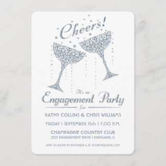 Faire-part de fiançailles Champagne Cheer Argent