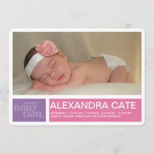 Faire-part de fille de blocs