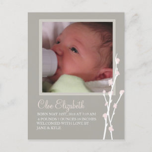 Faire-part de fleurs grises et roses 2