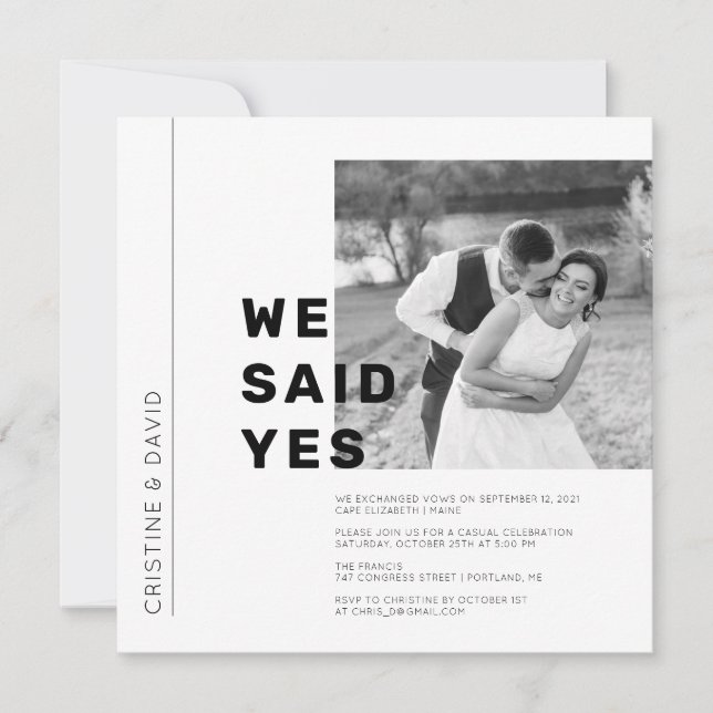 Faire-part de fuite de noces Nous avons dit Oui (Devant)
