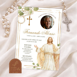 Faire-part de funérailles catholique Jésus Rosaire