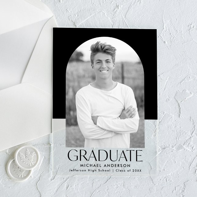 Faire-part de graduation acrylique du bloc de coul (Créateur téléchargé)