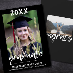 Faire-part de graduation classique noir et blanc