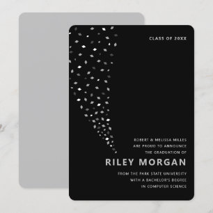 Faire-part de graduation Confetti en noir et gris