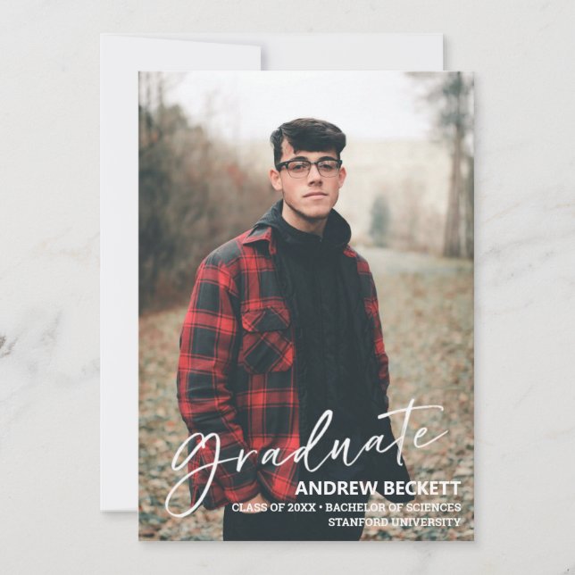 Faire-part de graduation de la photo de script sim (Devant)