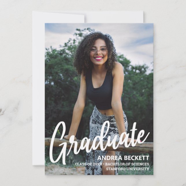 Faire-part de graduation de la photo de script sim (Devant)