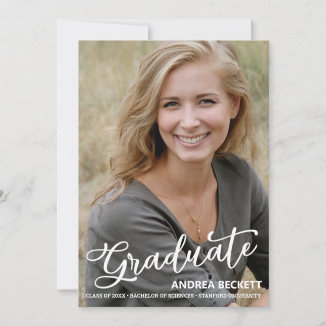 Faire-part de graduation de la photo de script sim (Devant)