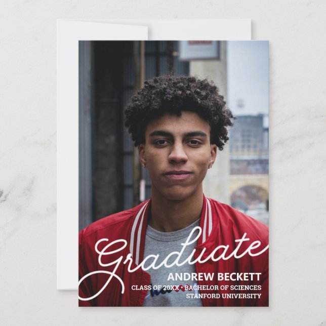 Faire-part de graduation de la photo de script sim (Devant)