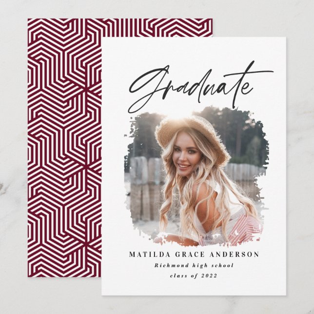 Faire-part de graduation de la typographie géométr (Devant / Derrière)