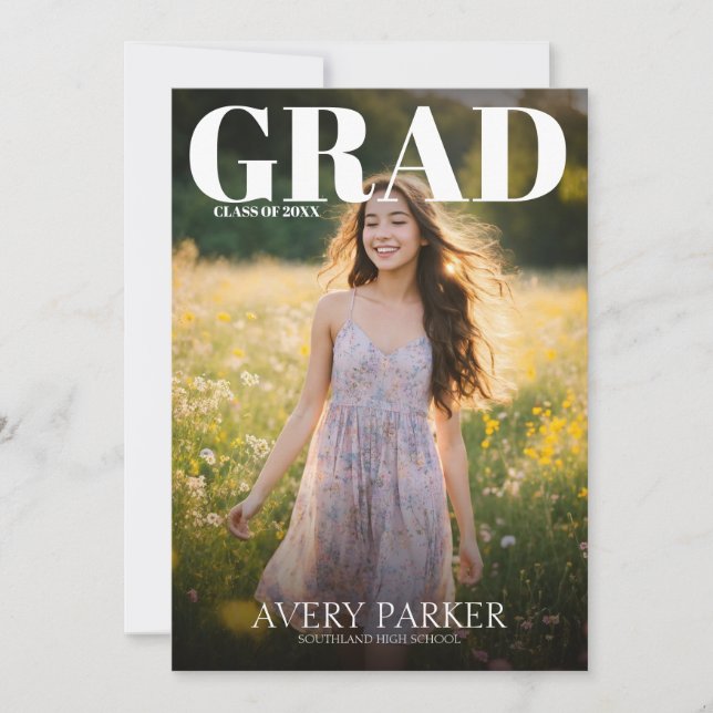 Faire-part de graduation de magazine moderne Invit (Devant)
