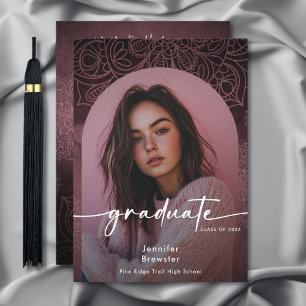 Faire-part de graduation de Modern Photo Pink Mand