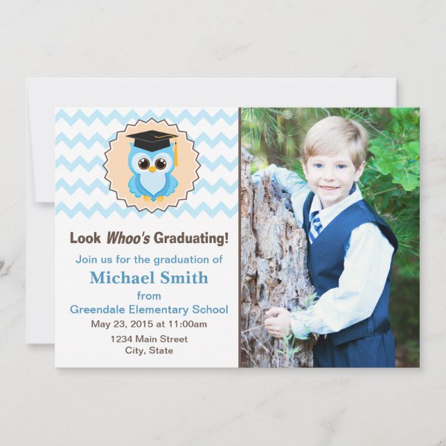 Faire-part de graduation de Owl Kid Photo Invitati (Devant)