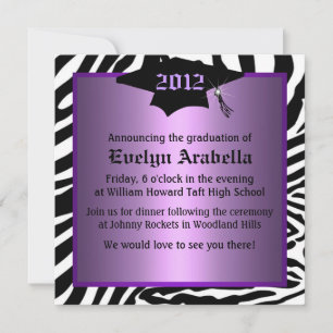 Faire-part de graduation de Purple Zebra