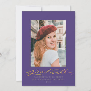 Faire-part de graduation de script de violet et d'