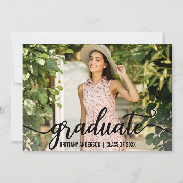 Faire-part de graduation de script moderne (Devant)