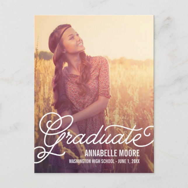 Faire-part de graduation de superposition de scrip (Devant)