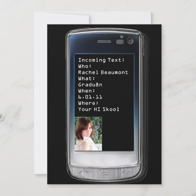 Faire-part de graduation du texte du téléphone cel (Devant)