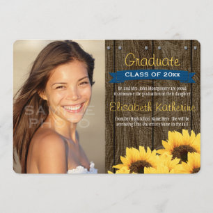 Faire-part de graduation du tournesol bleu de Coba