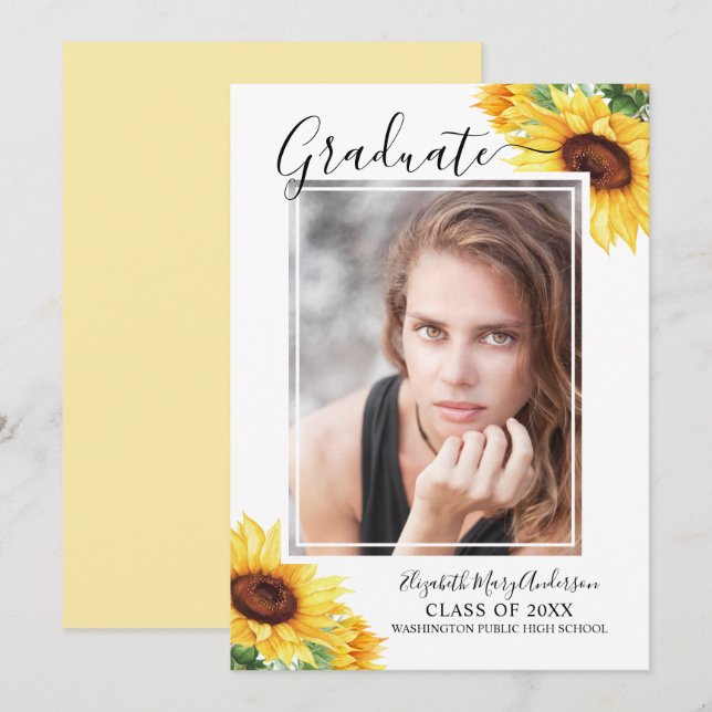 Faire-part de graduation en aquarelle de la photo  (Devant / Derrière)