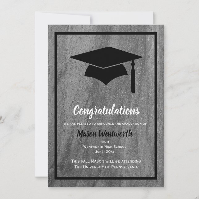 Faire-part de graduation en granit classique (Devant)