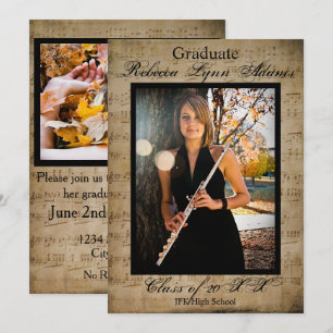 Faire-part de graduation en musique de feuille ave