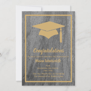 Faire-part de graduation en or et en granit Faux