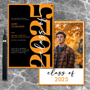 Faire-part de graduation en typographie orange mod