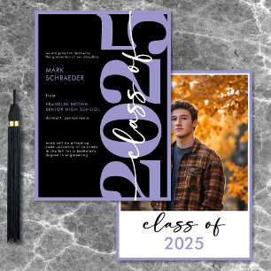 Faire-part de graduation en typographie violette m