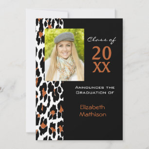 Faire-part de graduation Leopard Photo Invitation
