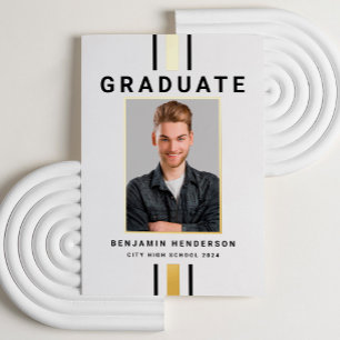 Faire-part de graduation moderne Black Gold Foil