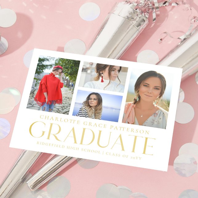 Faire-part de graduation multi-photo de script sim (Créateur téléchargé)