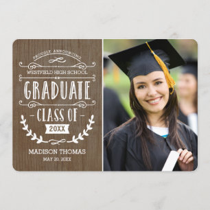 Faire-part de graduation naturelle - Bois