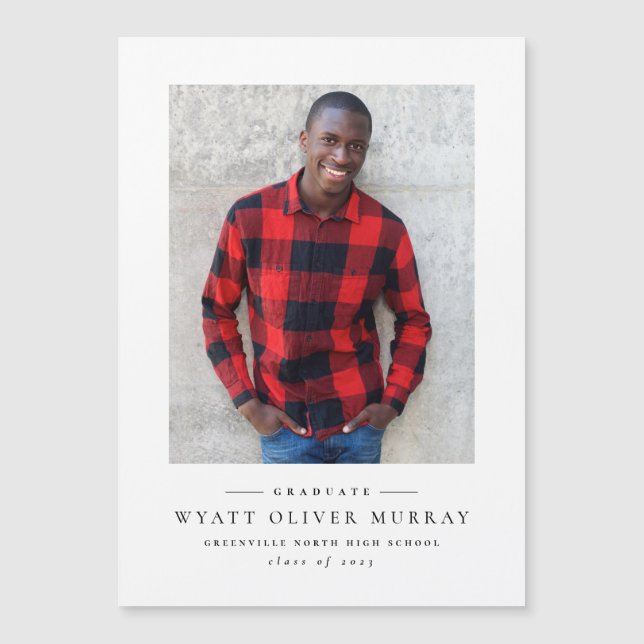 Faire-part de graduation noir simple (Devant)