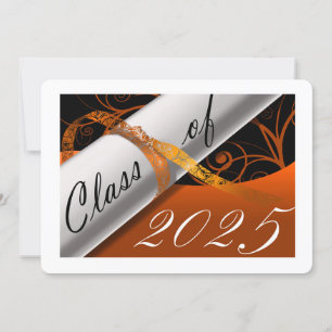 Faire-part de graduation orange et blanc